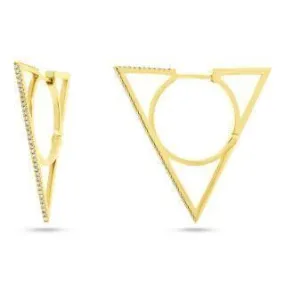 0.21ct 14k Yellow Gold Diamond Triangle Earring