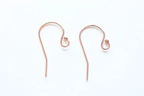 1 pair 14k Rose gold filled Ear Wires, rose gold earwire, earring finding, ear hooks, Rose Gold Filled Ear Wire Hook with Ball End earring