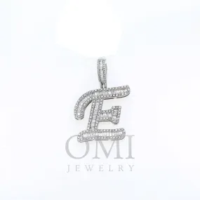 10K GOLD BAGUETTE AND ROUND DIAMOND INITIAL E PENDANT 0.50 CT