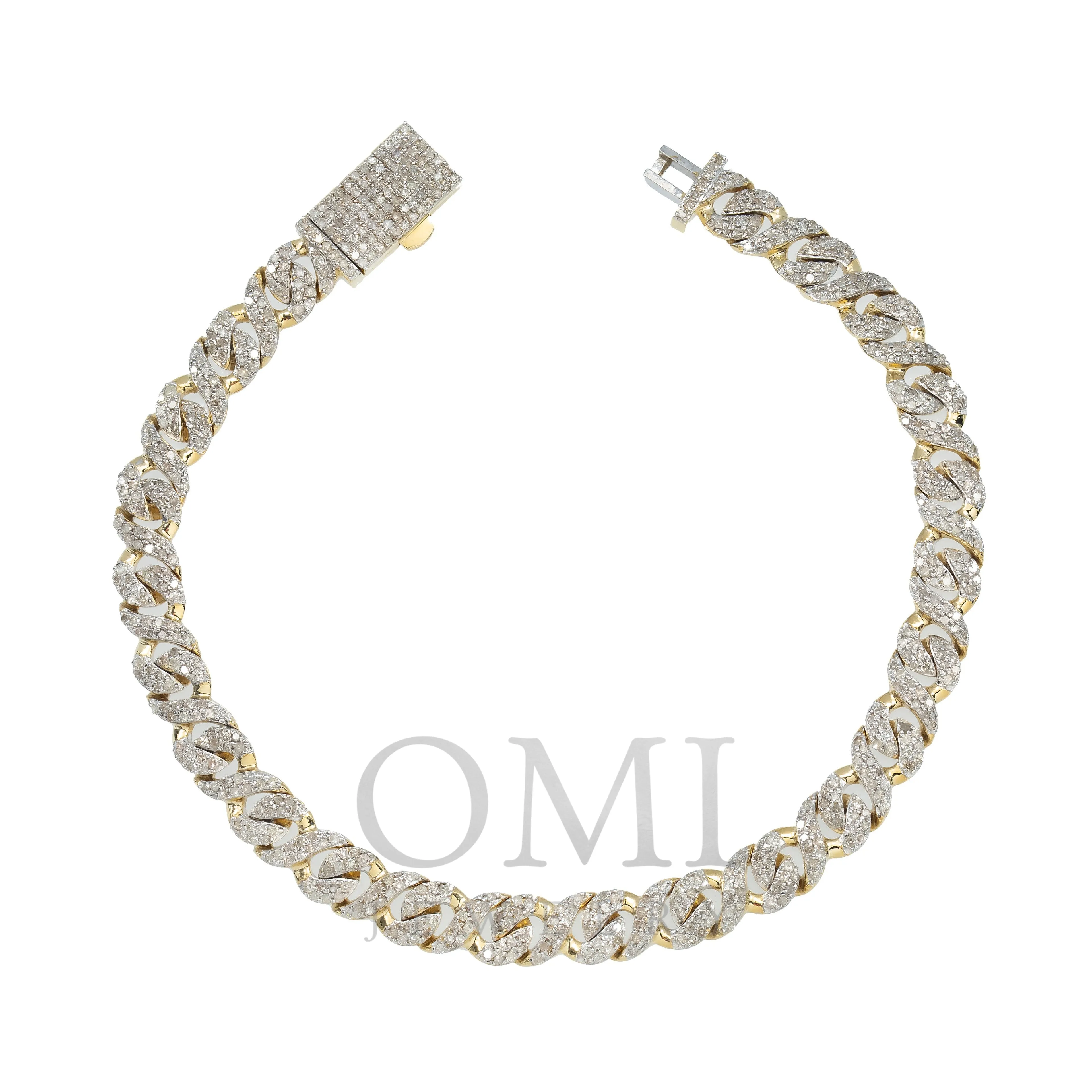 10K GOLD MIAMI CUBAN LINK BRACELET 2.80 CT DIAMONDS