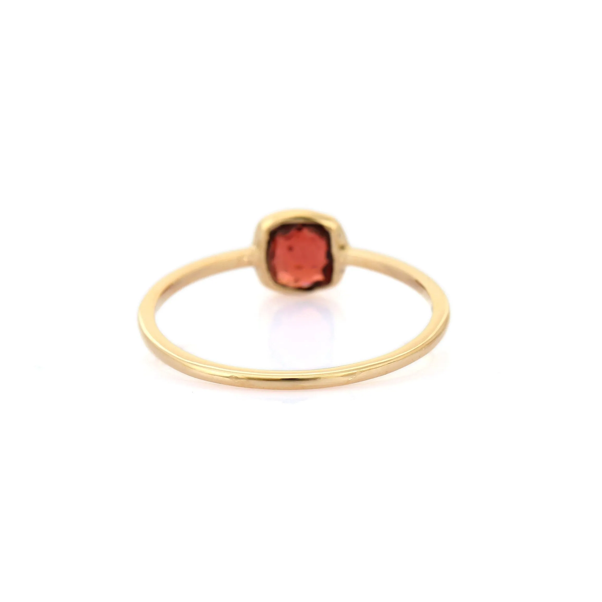 14K Gold Cushion Cut Garnet Ring