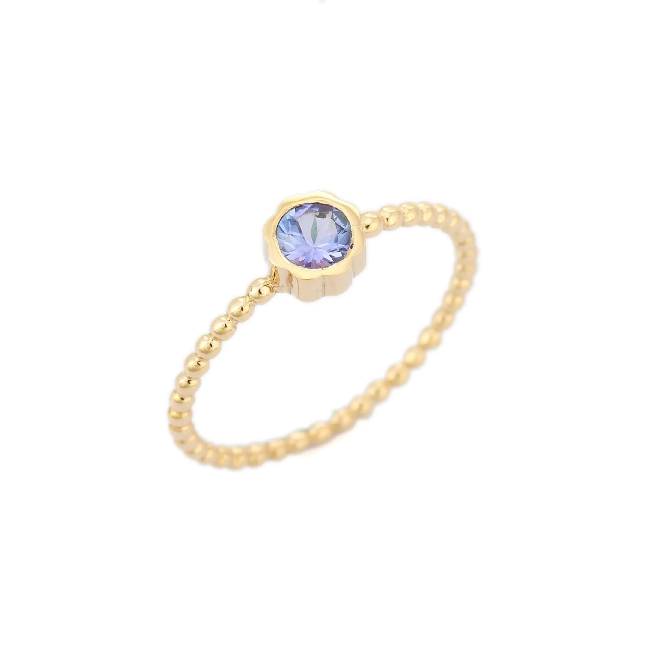 14K Gold Natural Tanzanite Gemstone Ring