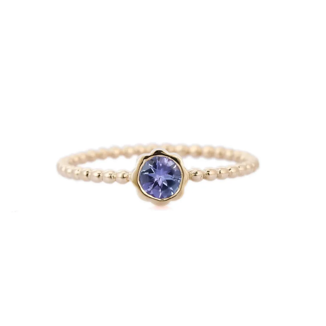 14K Gold Natural Tanzanite Gemstone Ring