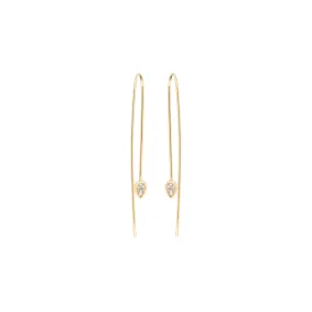 14k pear diamond wire earrings