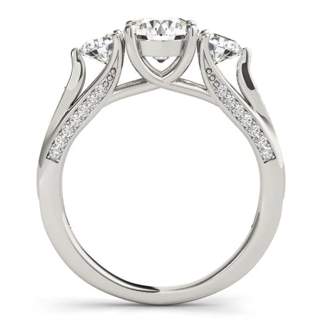 14k White Gold 3 Stone Style Round Diamond Engagement Ring (1 3/4 cttw)