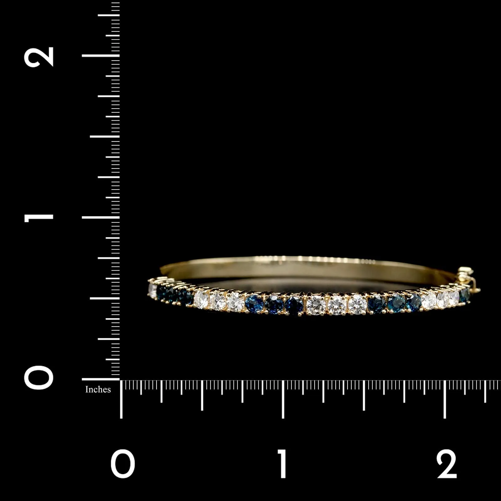 14K White Gold Estate Sapphire and Diamond Bangle