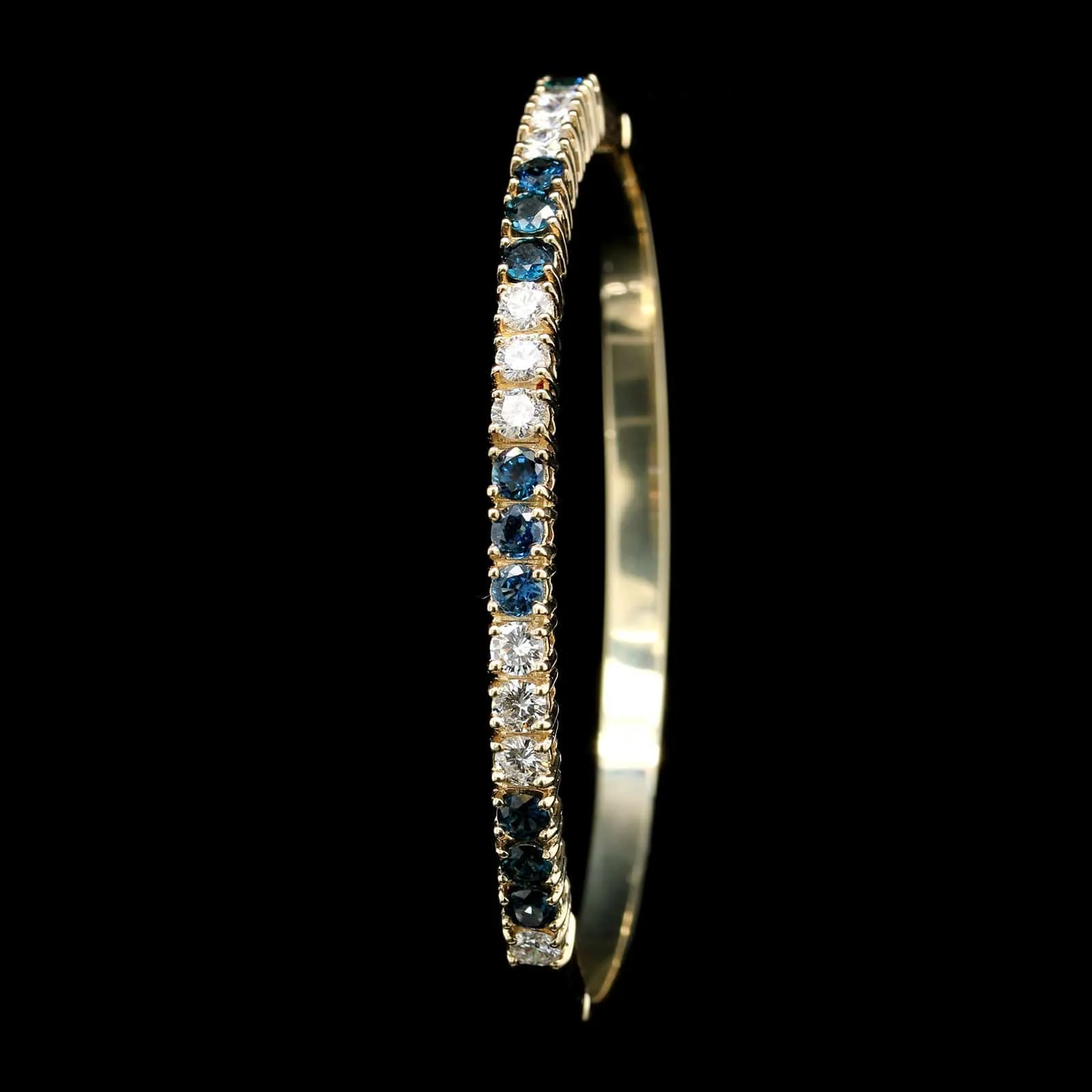 14K White Gold Estate Sapphire and Diamond Bangle