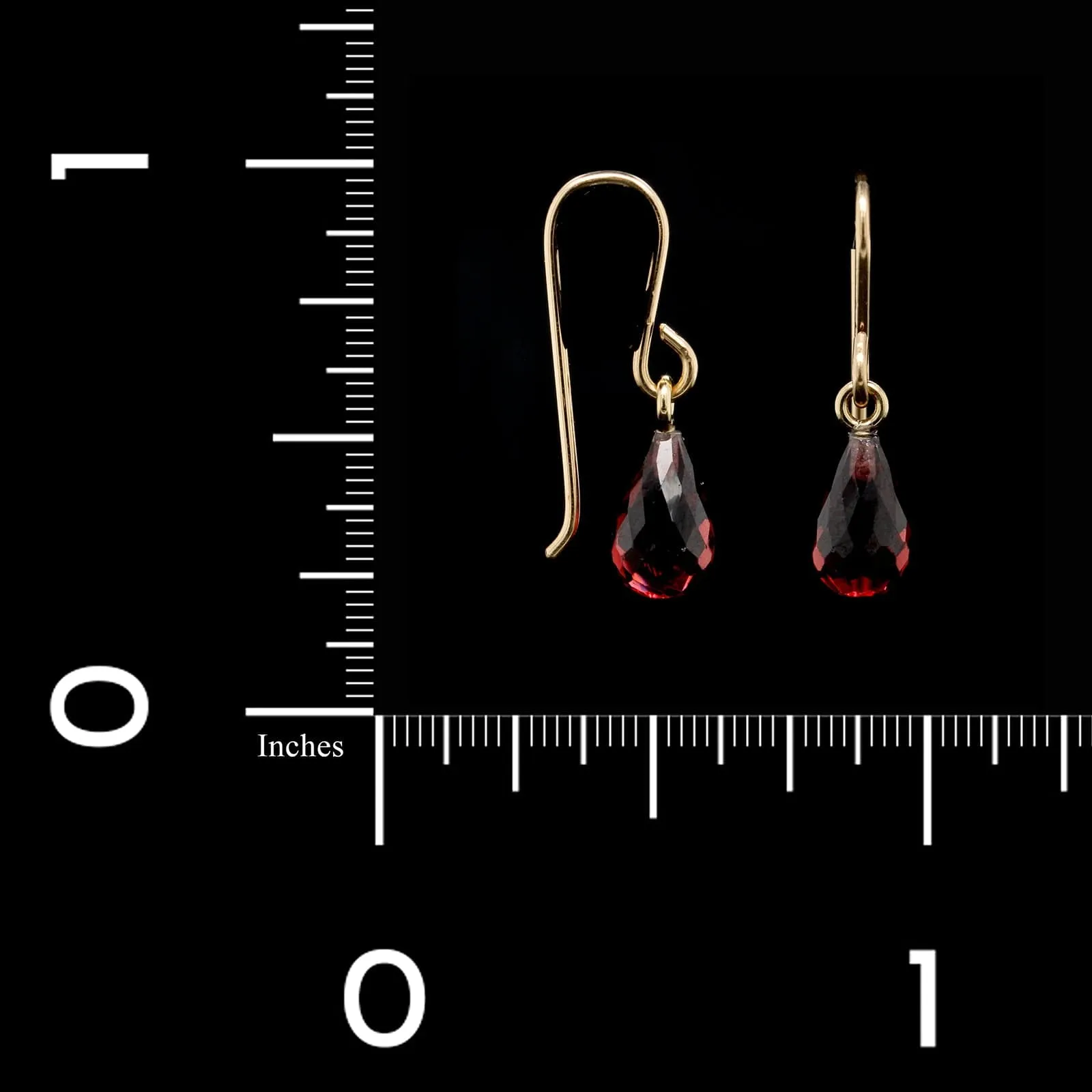 14K Yellow Gold Estate Garnet Briolette Drop Earrings