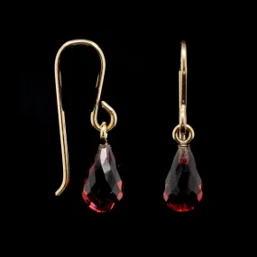 14K Yellow Gold Estate Garnet Briolette Drop Earrings