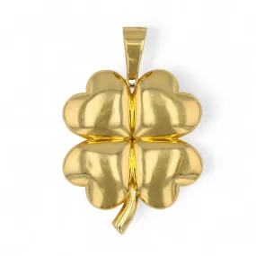 14K Yellow gold large clover pendant-320375