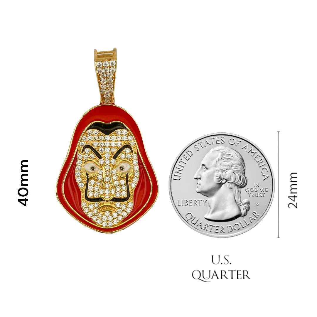 14K Yellow gold red enamel Heist pendant-316679