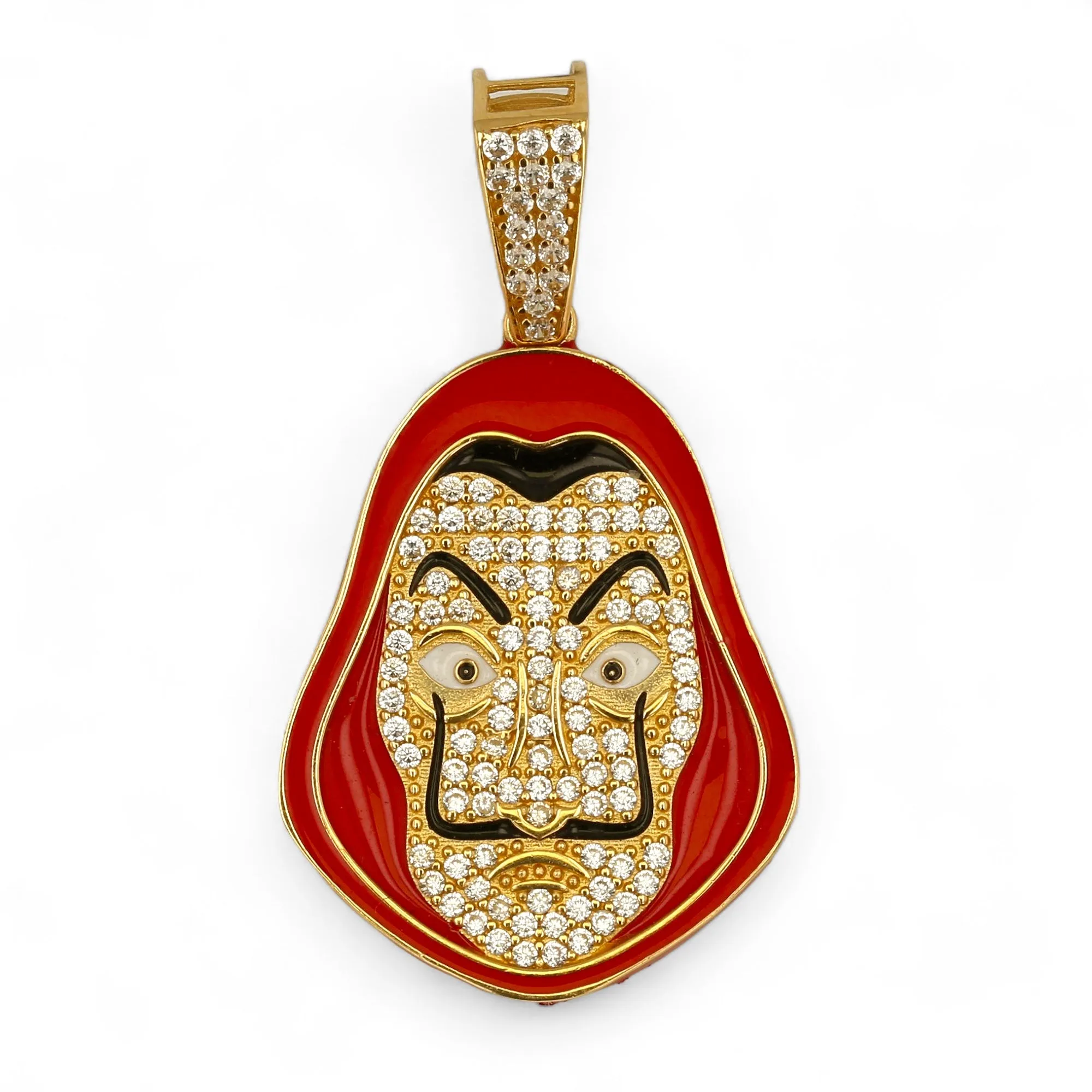 14K Yellow gold red enamel Heist pendant-316679