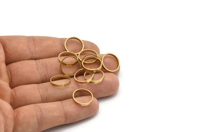 14x2mm Circle Connectors - 50 Raw Brass Circle Connectors (14x0.8x2mm) D0307