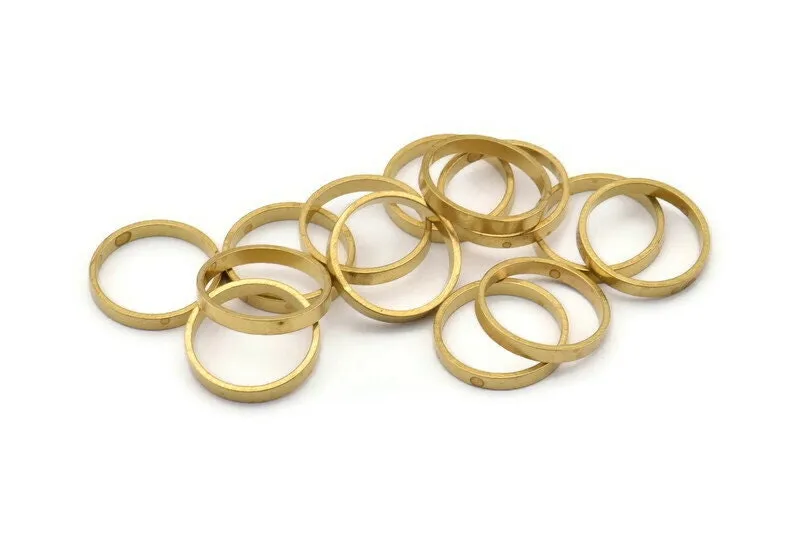 14x2mm Circle Connectors - 50 Raw Brass Circle Connectors (14x0.8x2mm) D0307