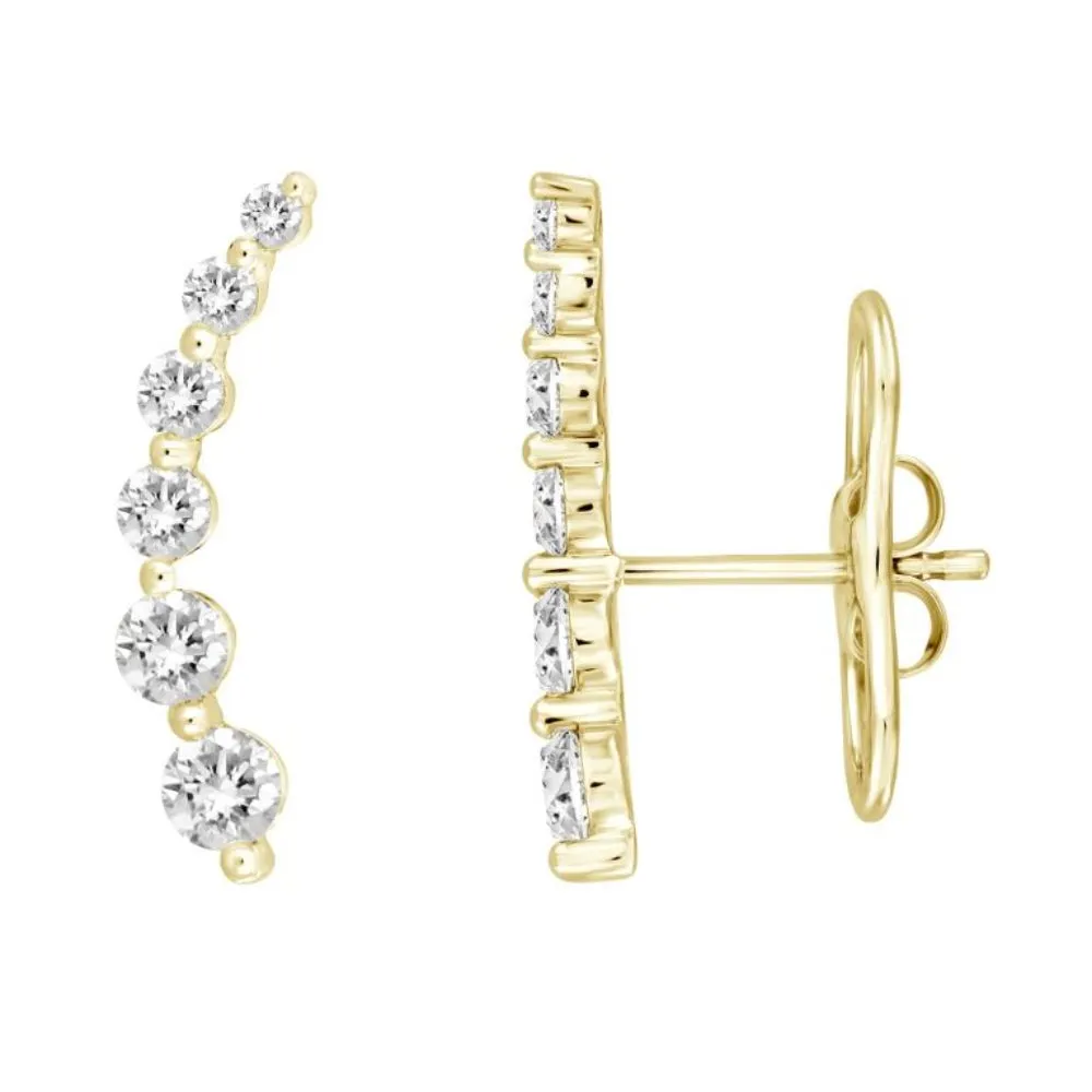 18k Gold Diamond Climber Earrings