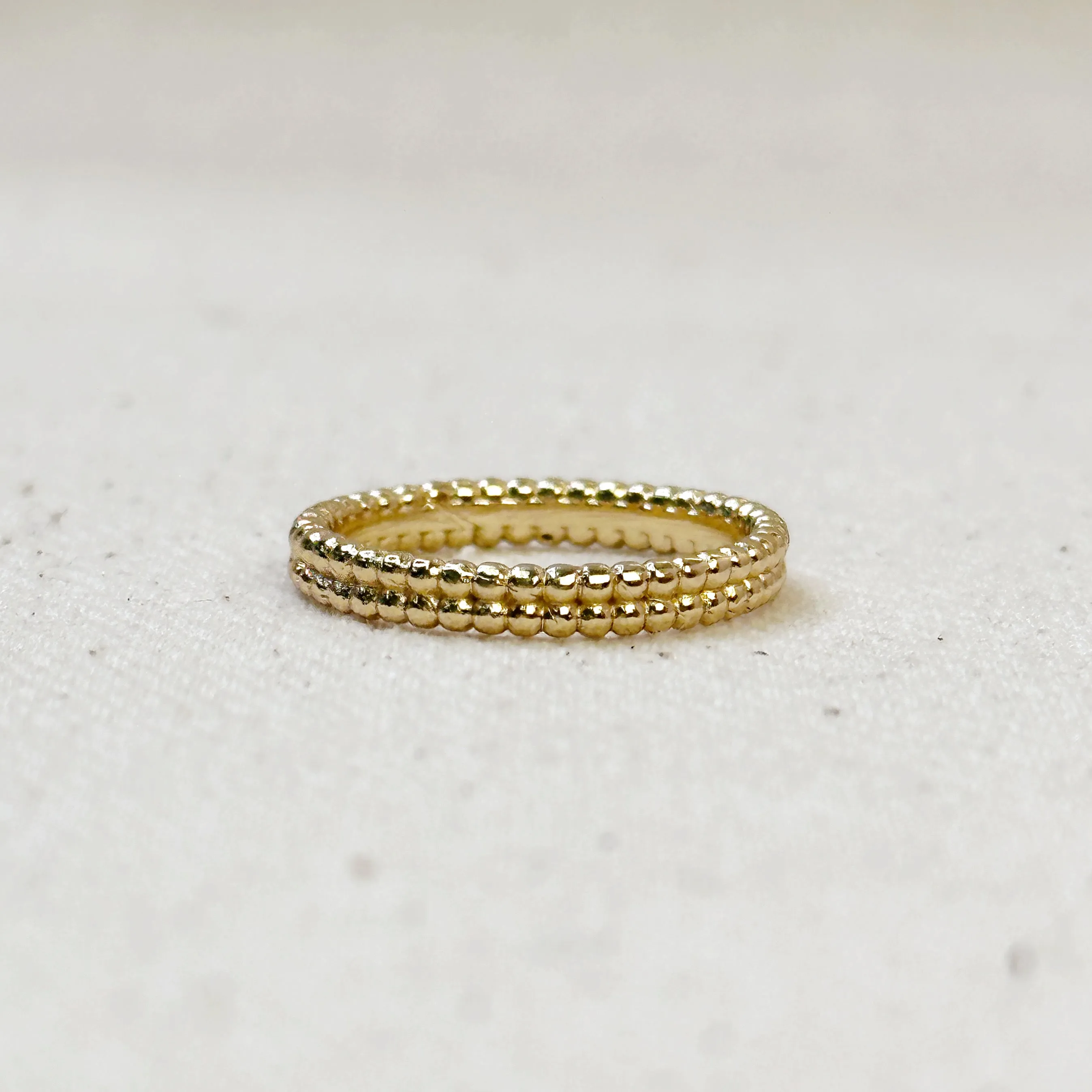 18k Gold Filled Double Beaded Band Ring