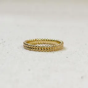 18k Gold Filled Double Beaded Band Ring