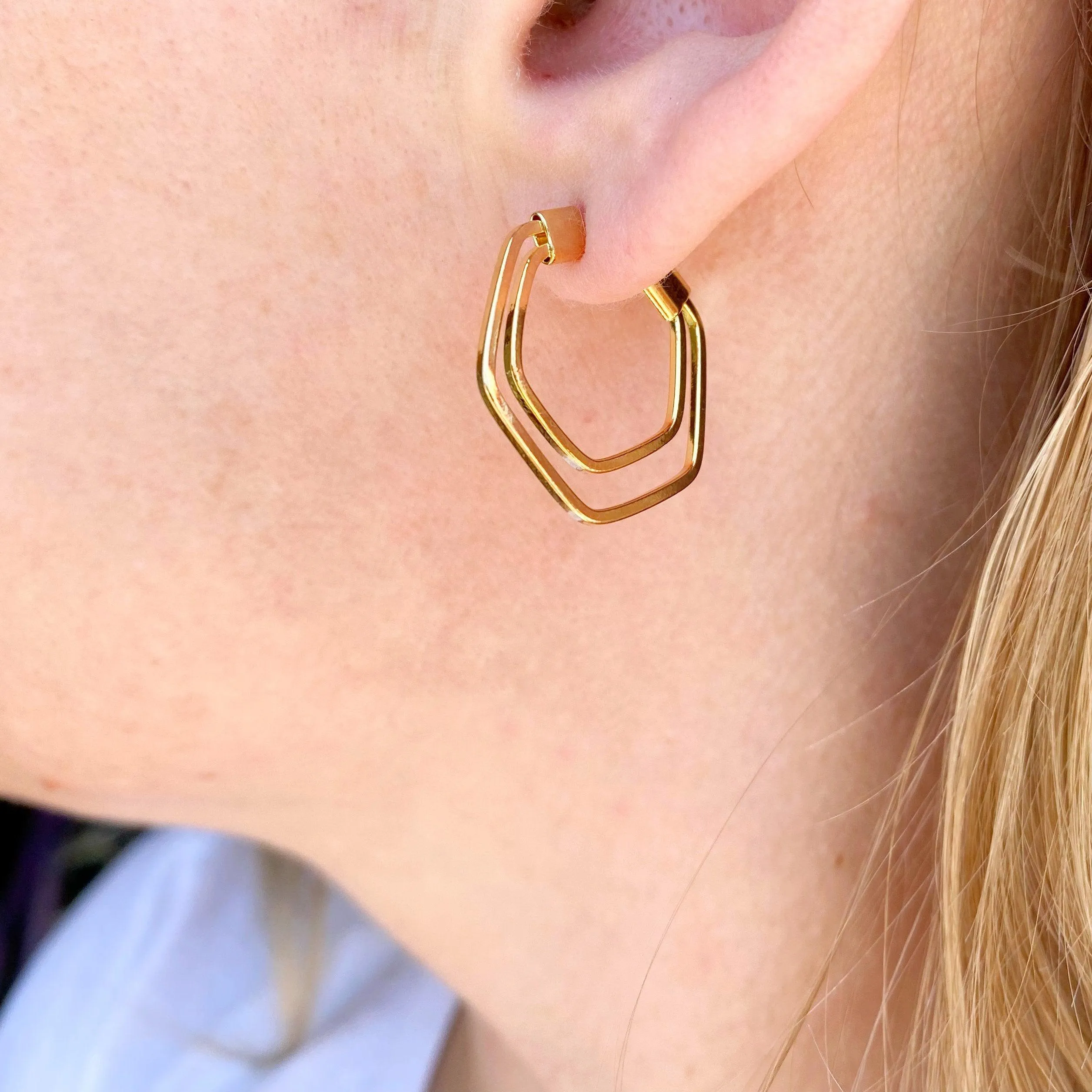 18k Gold Filled Double Thread Hoop Earrings