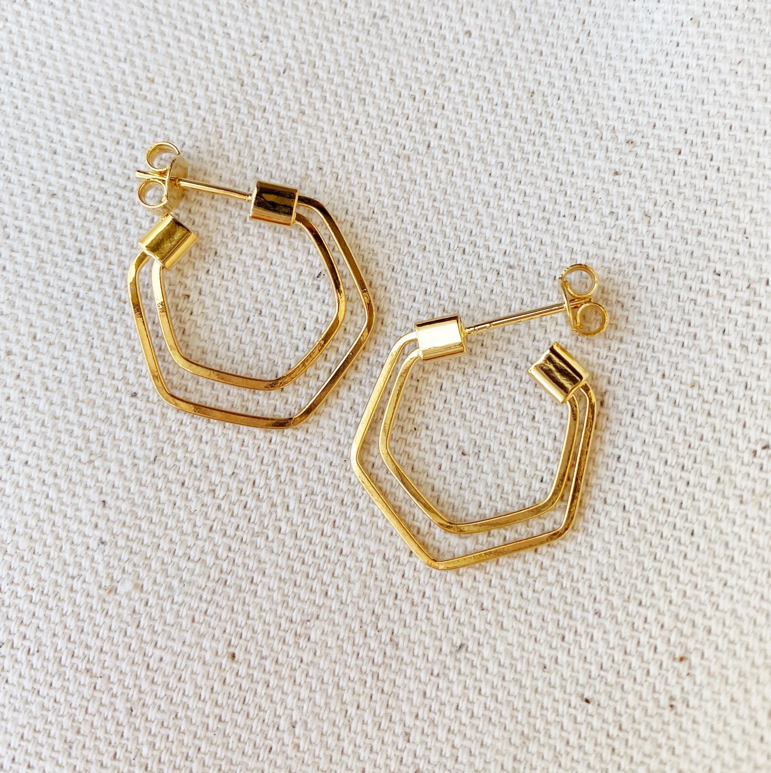 18k Gold Filled Double Thread Hoop Earrings