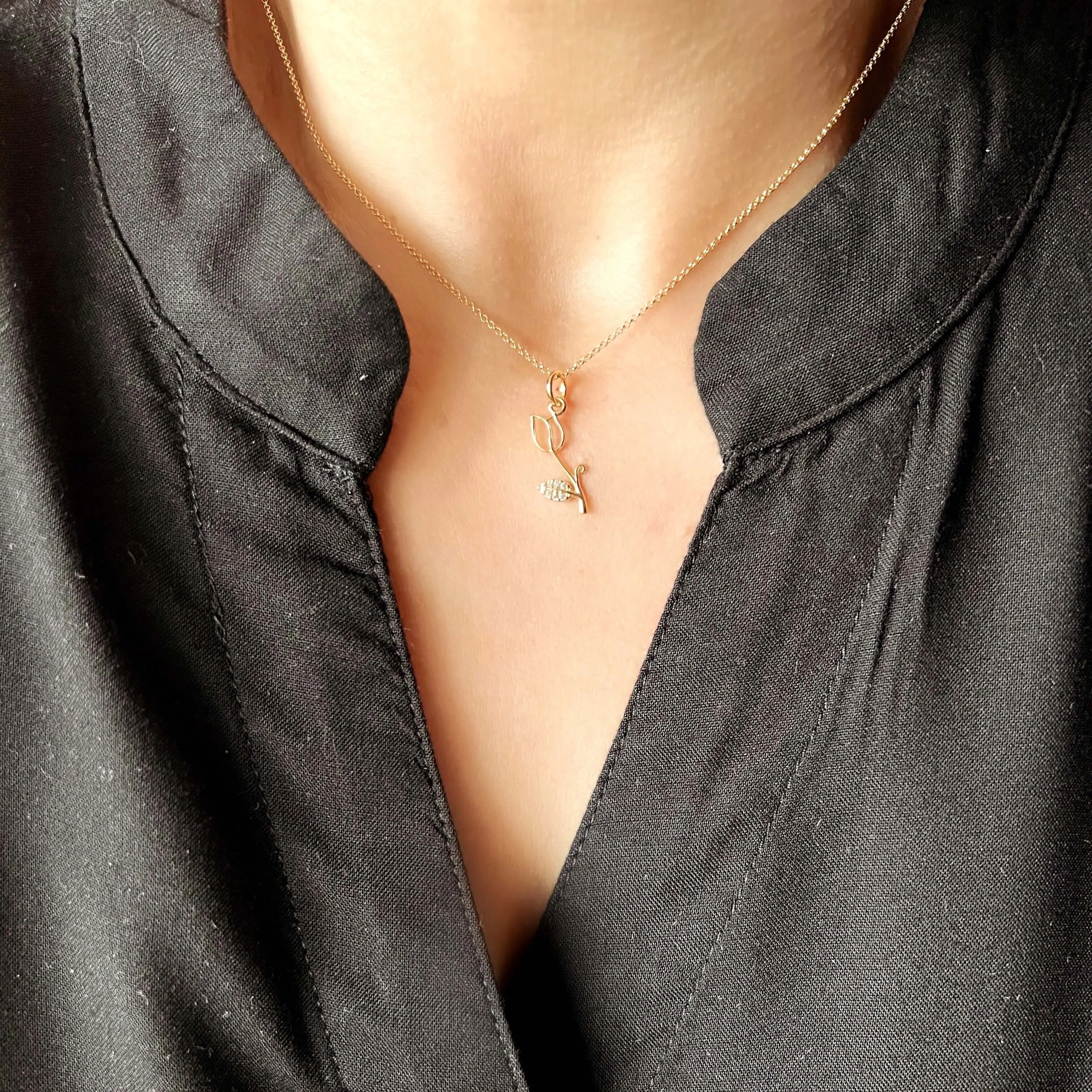 18k Gold Filled Tulip Charm Necklace