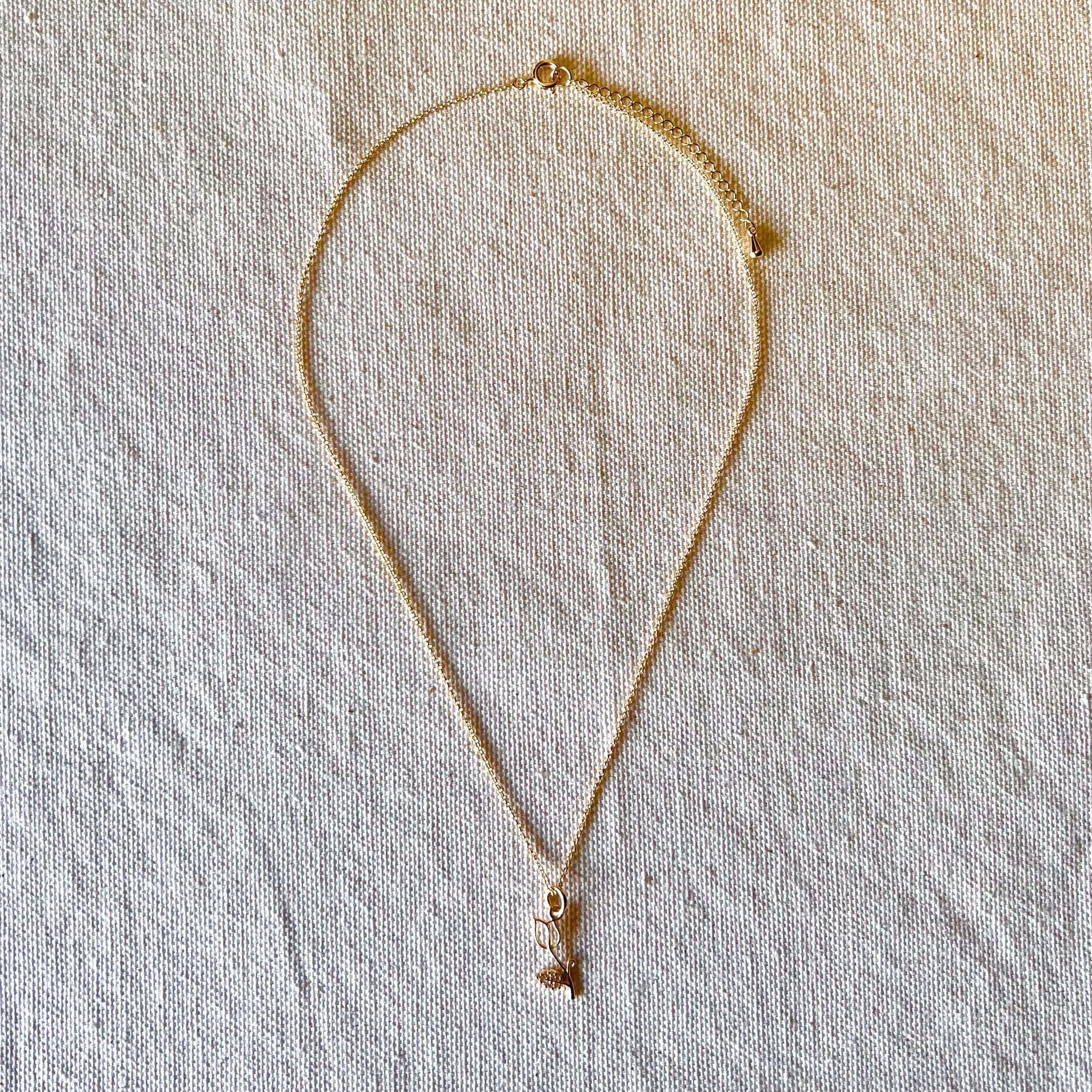 18k Gold Filled Tulip Charm Necklace