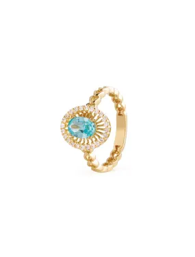 18K Gold Gemstone Cascade Ring