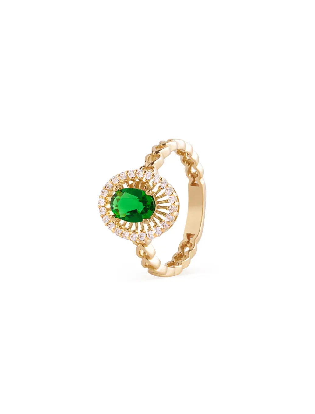 18K Gold Gemstone Cascade Ring