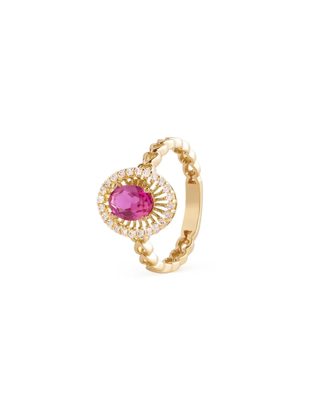 18K Gold Gemstone Cascade Ring