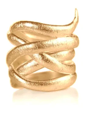 18K Gold Plated Brushed Bilbao Twist Ring