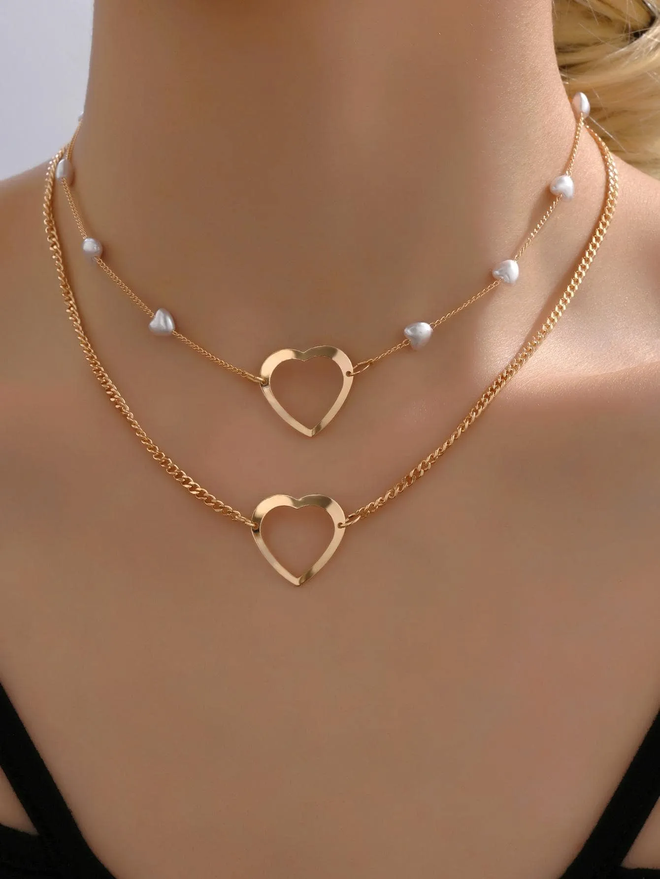 1pc Fashion Heart Charm Layered Necklace For Women For Daily Decoration