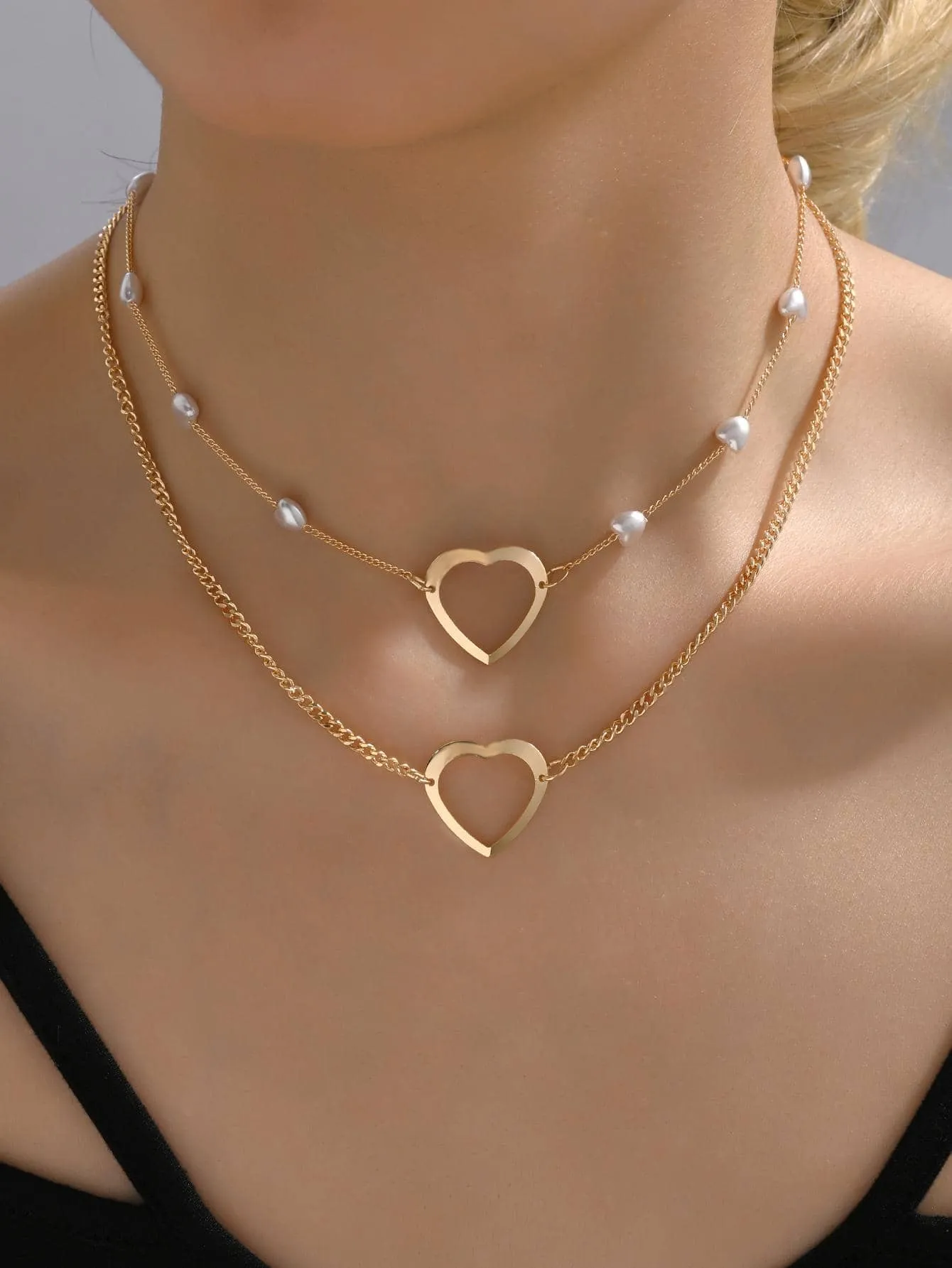 1pc Fashion Heart Charm Layered Necklace For Women For Daily Decoration