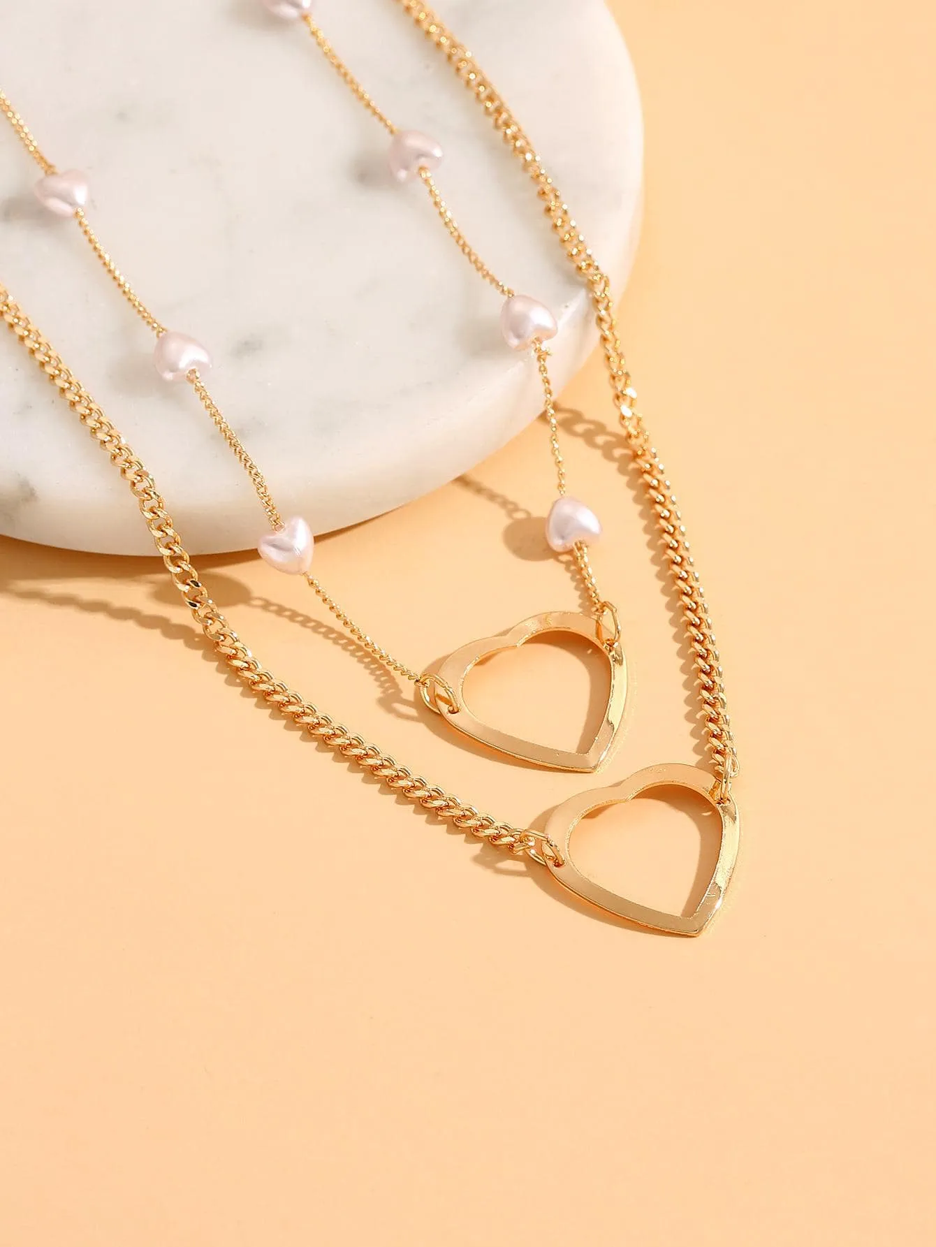 1pc Fashion Heart Charm Layered Necklace For Women For Daily Decoration