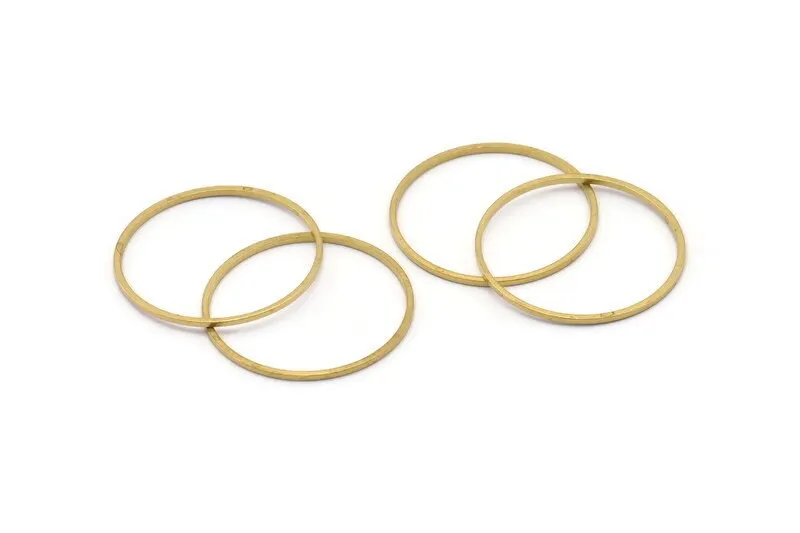 28mm Circle Connectors - 50 Raw Brass Circle Connectors (28x1x1mm) BS 1090