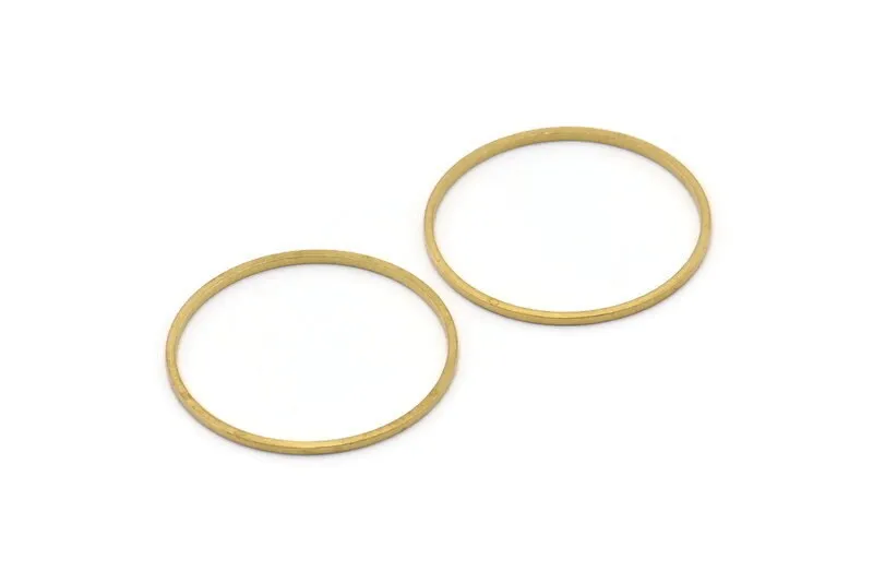 28mm Circle Connectors - 50 Raw Brass Circle Connectors (28x1x1mm) BS 1090