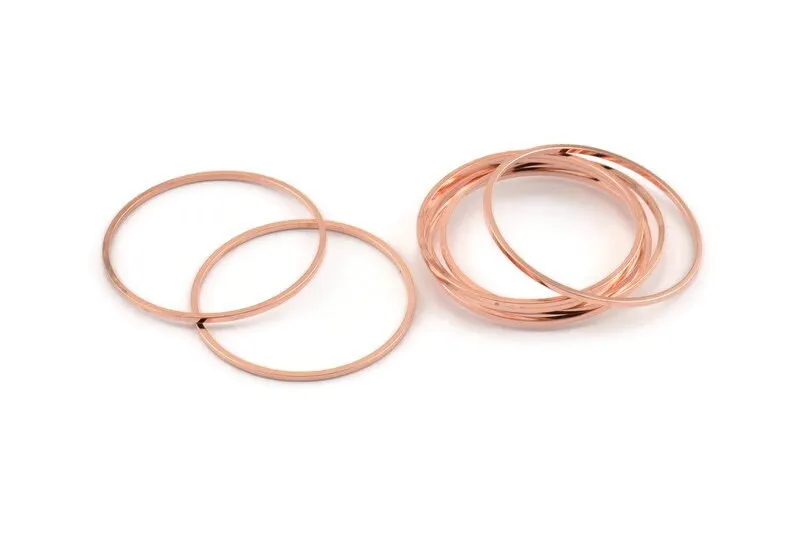 30mm Circle Connector, 24 Rose Gold Tone Brass Circle Connectors (30x1mm) D1441