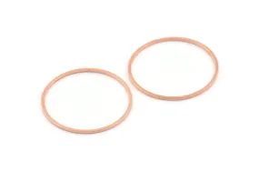 30mm Circle Connector, 24 Rose Gold Tone Brass Circle Connectors (30x1mm) D1441