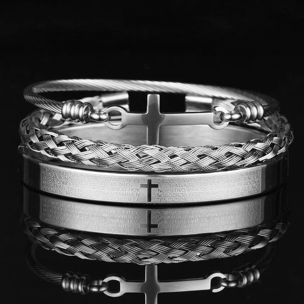 3pcs Set Stainless Steel WWJD Bracelet