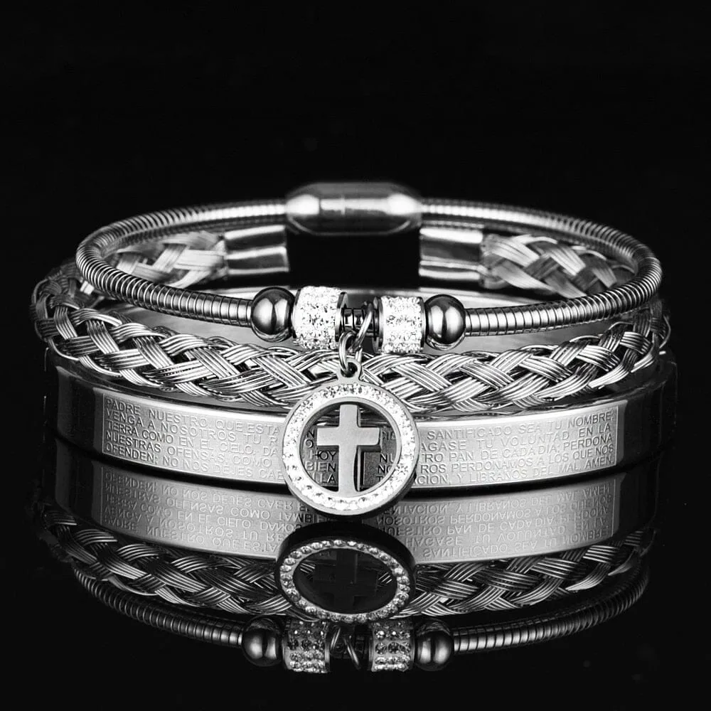 3pcs Set Stainless Steel WWJD Bracelet