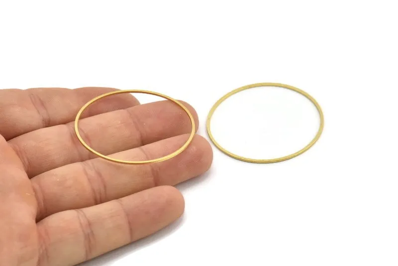 41mm Circle Connectors, 12 Raw Brass Circle Connectors (41x0.80mm) A3886