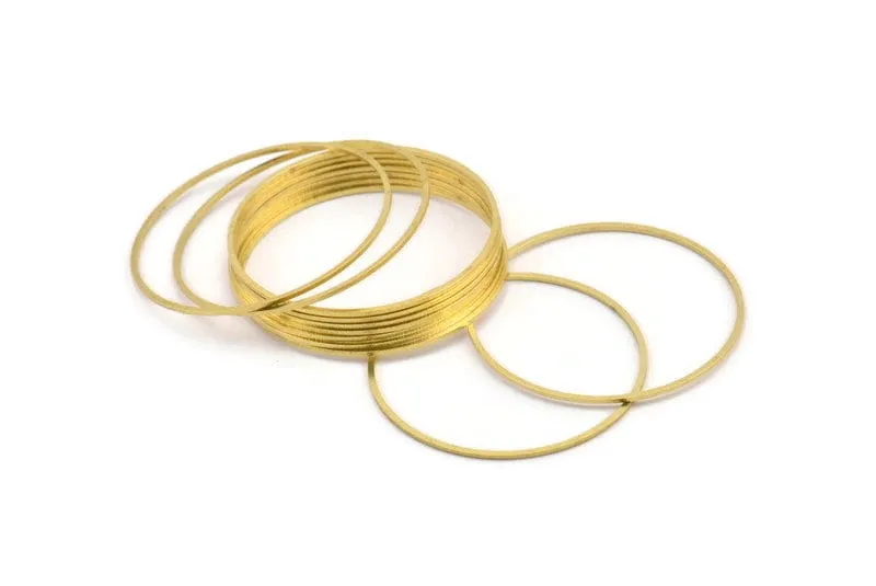 41mm Circle Connectors, 12 Raw Brass Circle Connectors (41x0.80mm) A3886