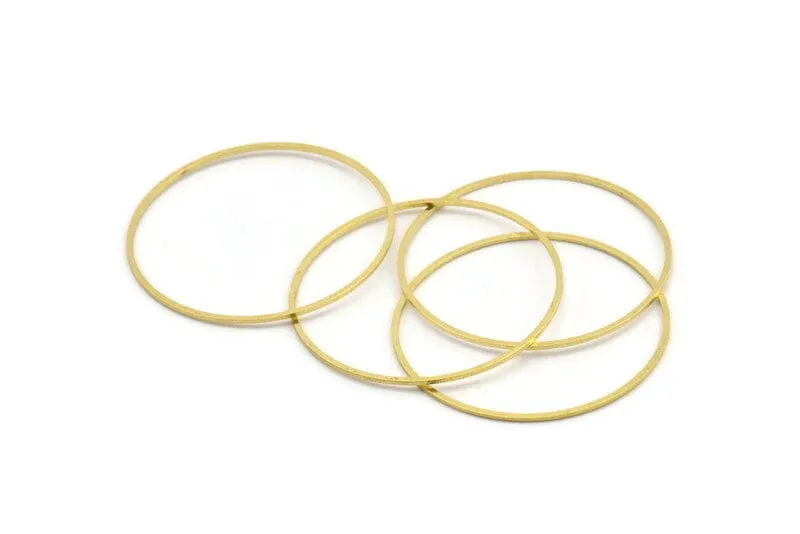 41mm Circle Connectors, 12 Raw Brass Circle Connectors (41x0.80mm) A3886