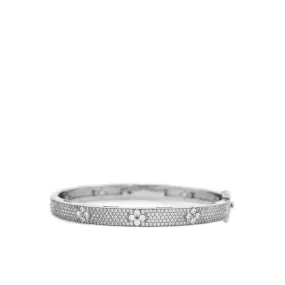 5 Row Pavé Set with Flowers in Silver