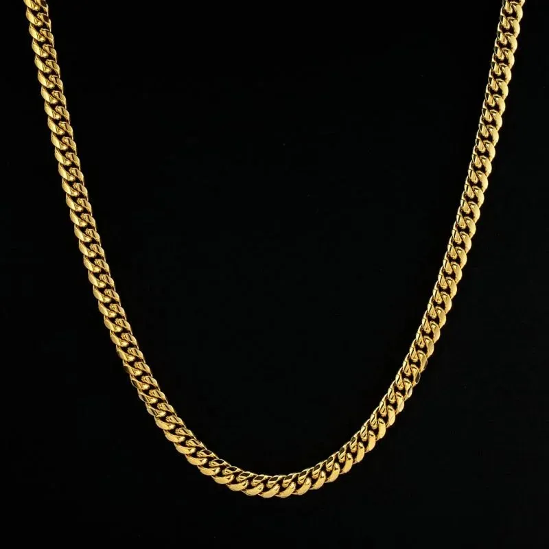 8mm Stainless Steel Cuban Chain in Gold