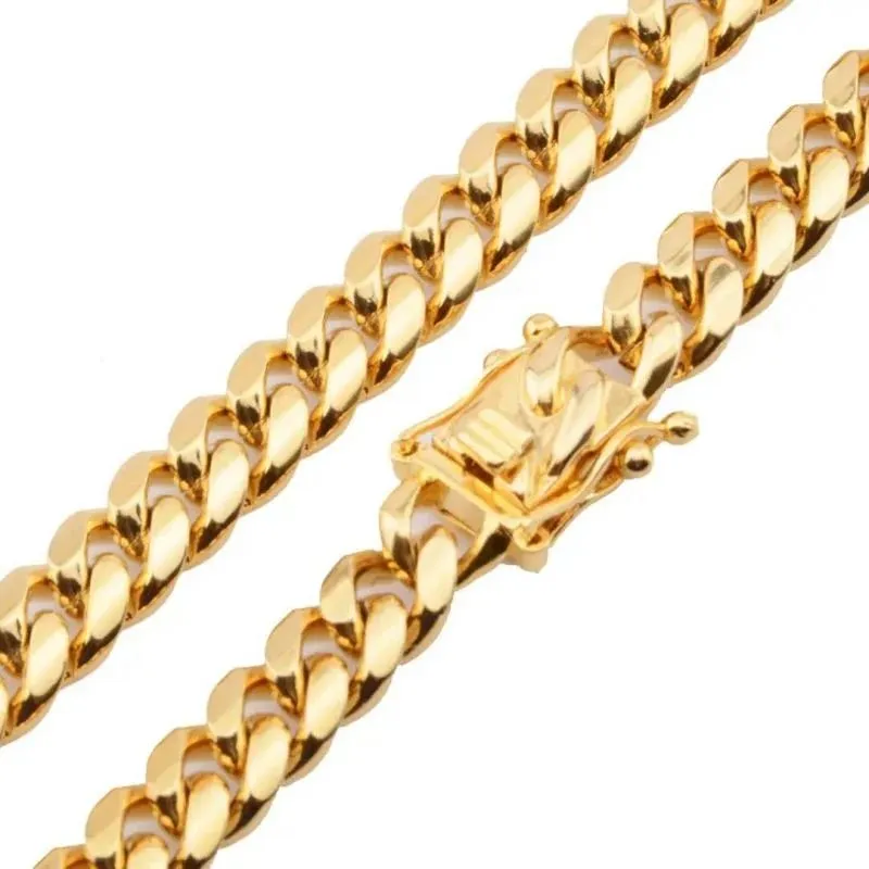 8mm Stainless Steel Cuban Chain in Gold