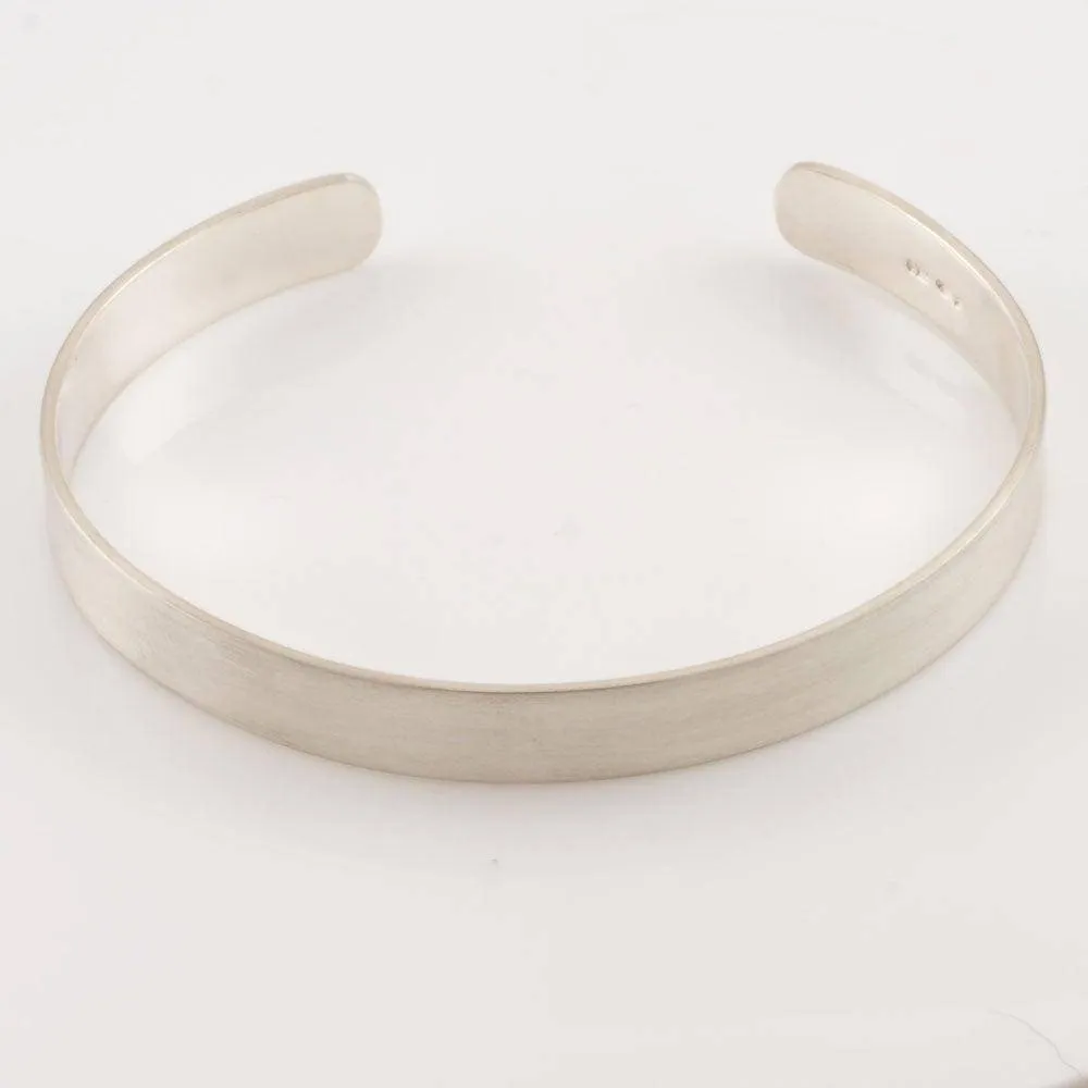 8mm Wide Ladies Silver Satin Cuff Bracelet