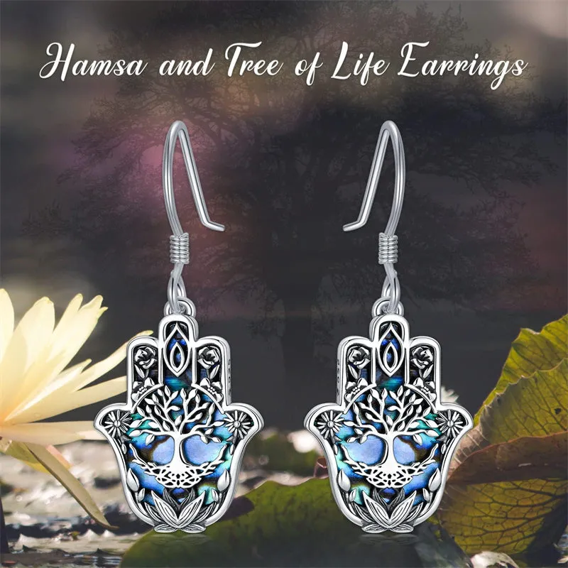 925 Sterling Silver  HamsaLotus Earrings  Jewelry Gifts for Birthday Christmas for Women Men