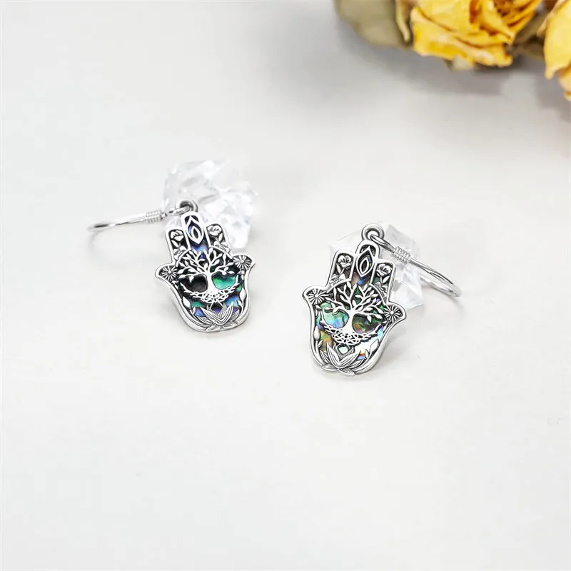 925 Sterling Silver  HamsaLotus Earrings  Jewelry Gifts for Birthday Christmas for Women Men