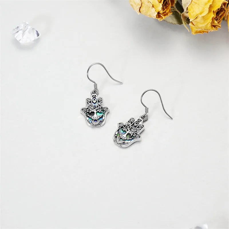 925 Sterling Silver  HamsaLotus Earrings  Jewelry Gifts for Birthday Christmas for Women Men