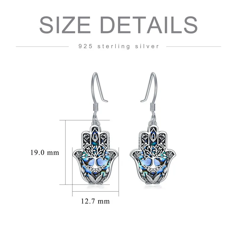 925 Sterling Silver  HamsaLotus Earrings  Jewelry Gifts for Birthday Christmas for Women Men