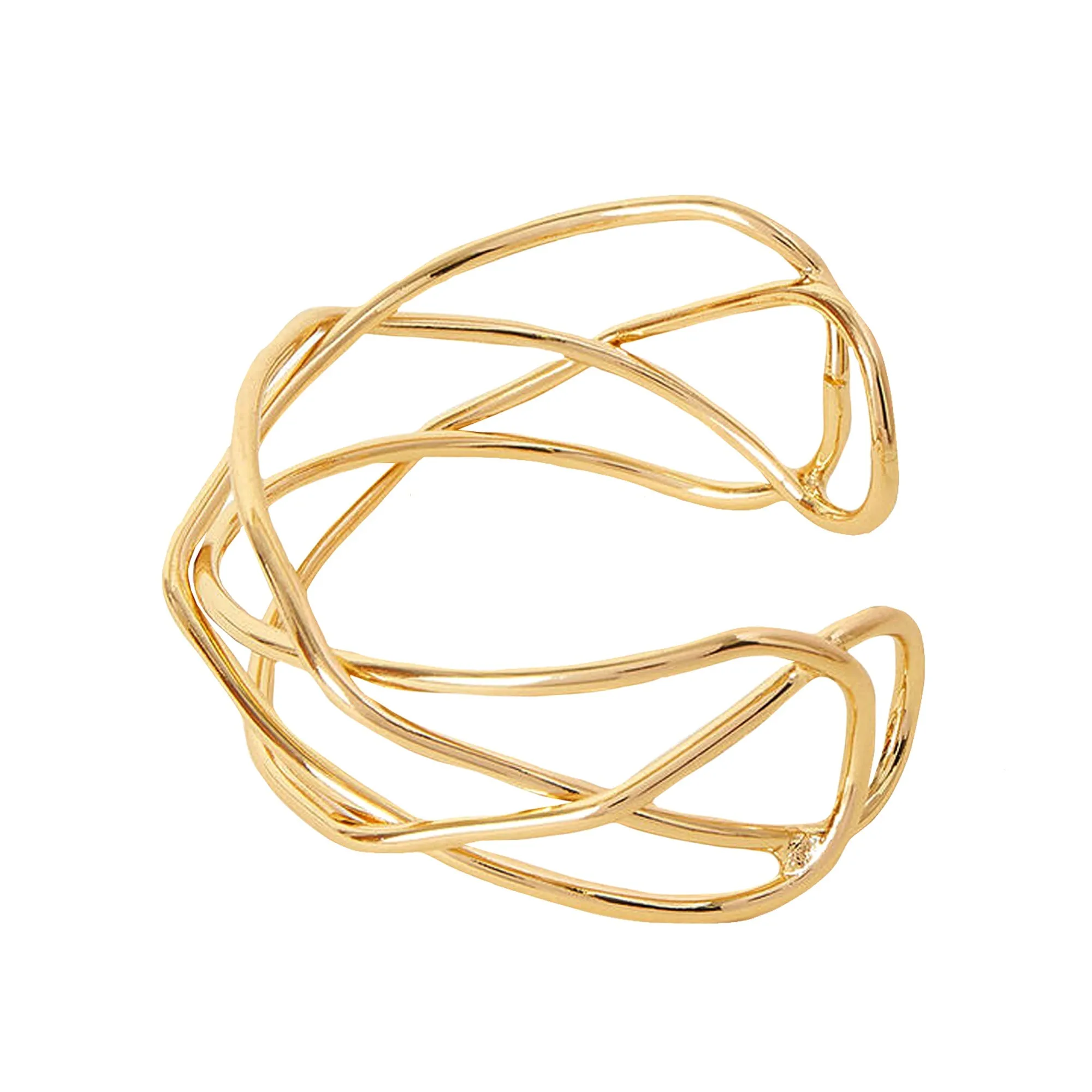 Accessorize London Women's Gold Woven Metal Cuff Bracelet